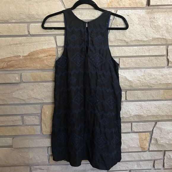 Aritzia Wilfred Trompette Embroidered Geometric Linen Sleeveless Dress Black XS - Picture 8 of 12